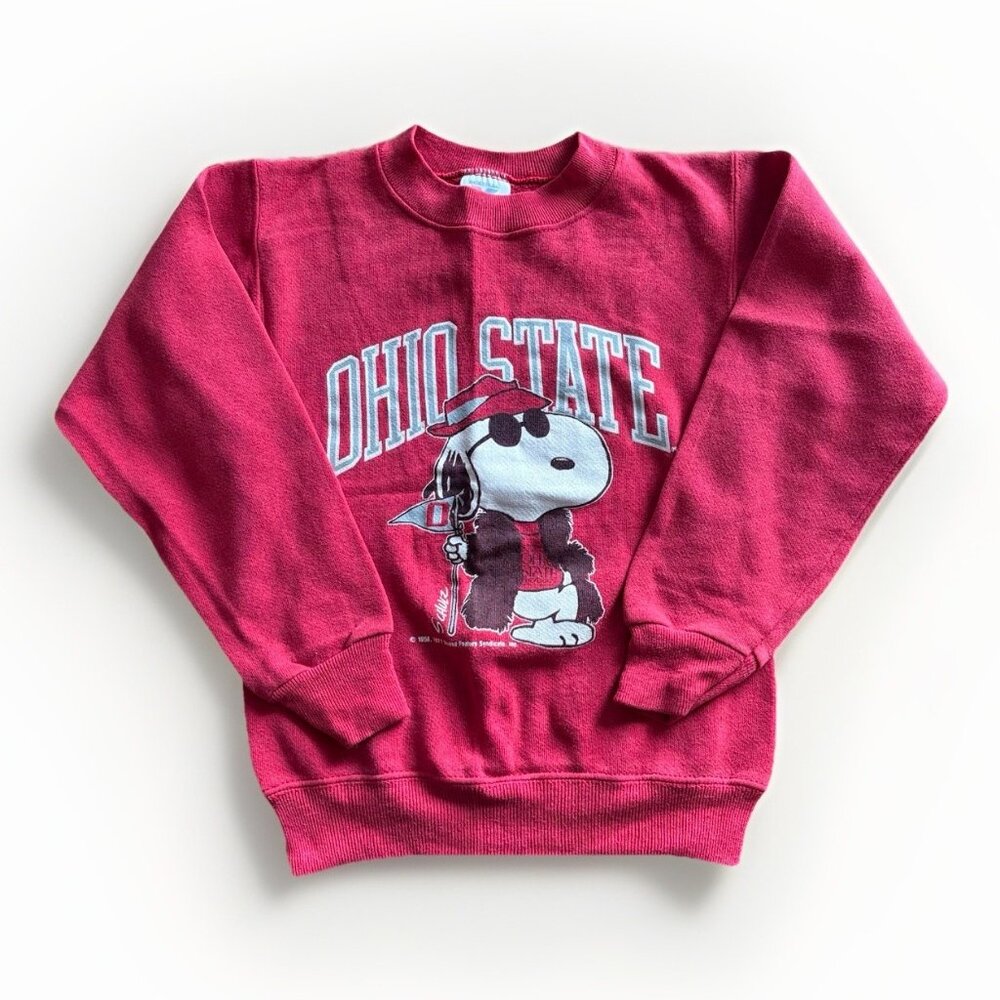 Vintage Peanuts OHIO STATE Crewneck Sweatshirt 1980s KIDS Sz SMALL 6-8 Peanuts